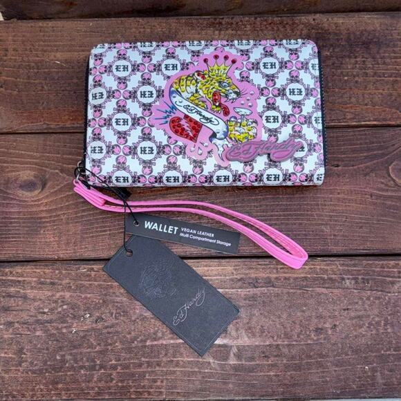 Ed Hardy Handbags - Ed hardy new pink wallet wristlet